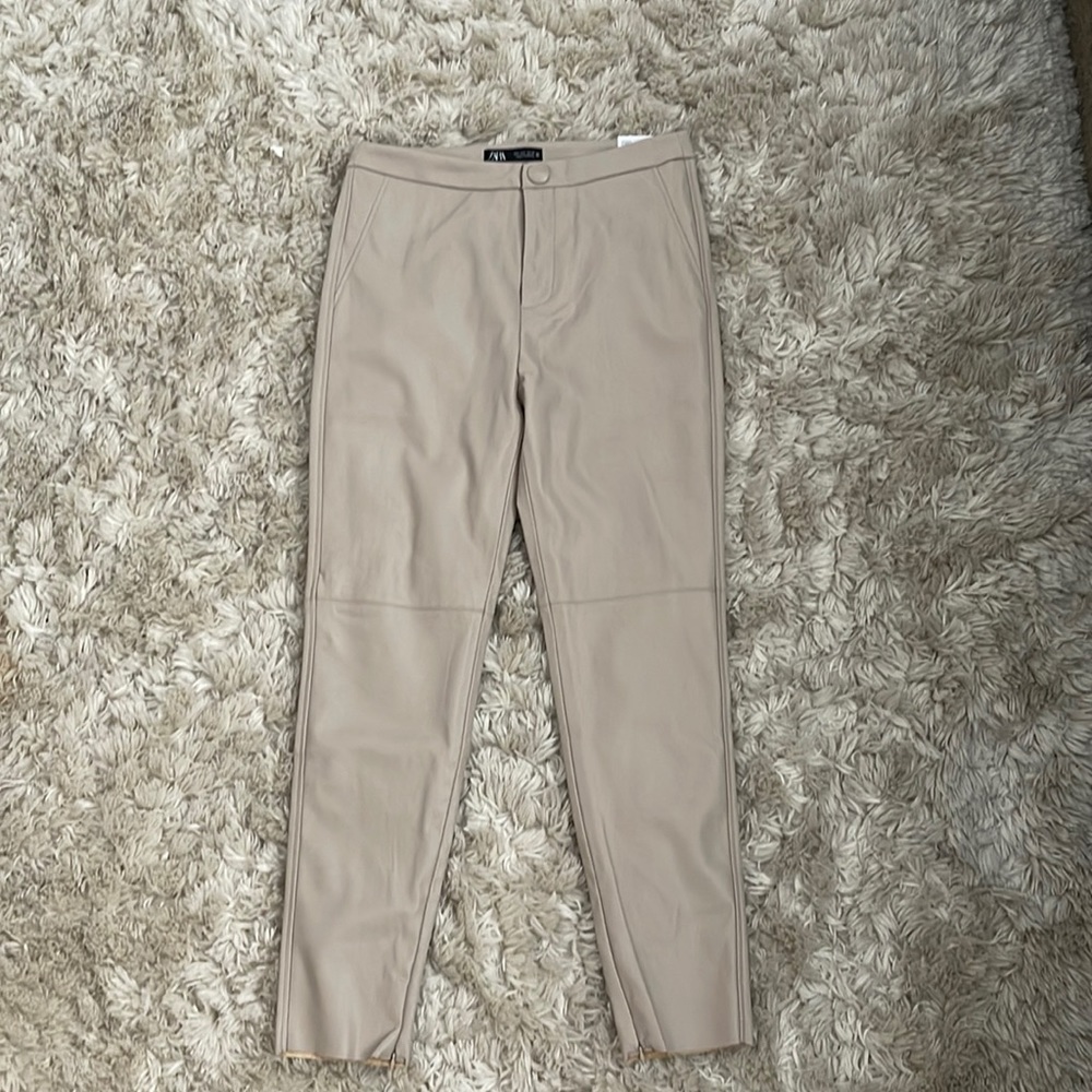 Nude leather pants